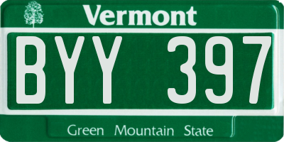 VT license plate BYY397