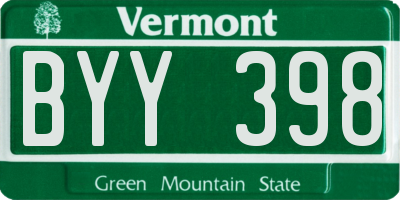 VT license plate BYY398