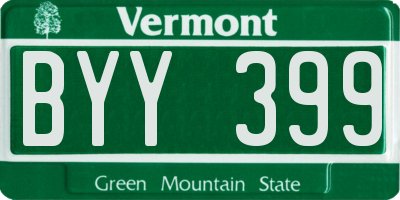 VT license plate BYY399