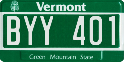 VT license plate BYY401