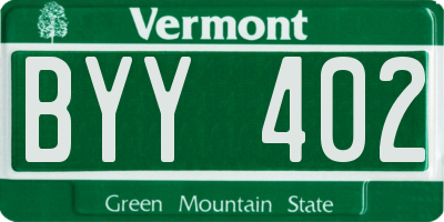 VT license plate BYY402