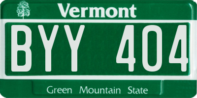 VT license plate BYY404