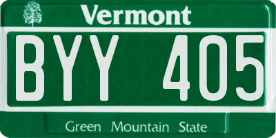 VT license plate BYY405
