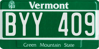 VT license plate BYY409