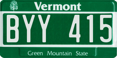 VT license plate BYY415