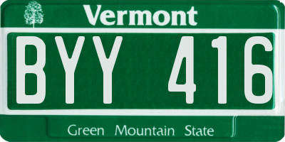 VT license plate BYY416