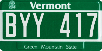 VT license plate BYY417