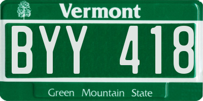 VT license plate BYY418