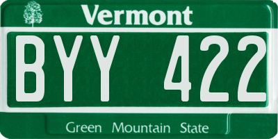 VT license plate BYY422