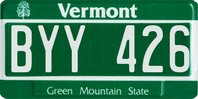 VT license plate BYY426