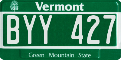 VT license plate BYY427