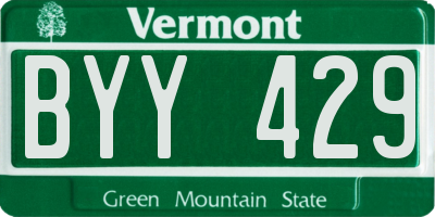 VT license plate BYY429
