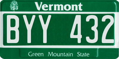 VT license plate BYY432