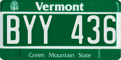 VT license plate BYY436