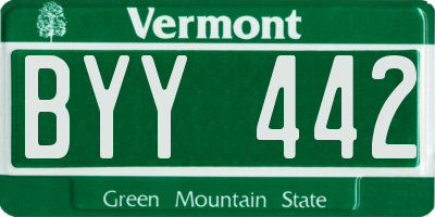 VT license plate BYY442