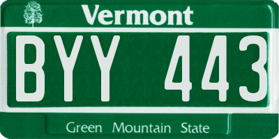 VT license plate BYY443