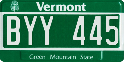 VT license plate BYY445