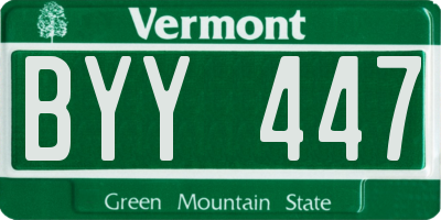 VT license plate BYY447