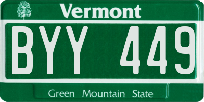 VT license plate BYY449