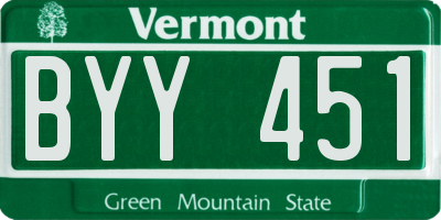 VT license plate BYY451