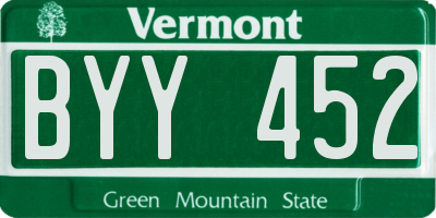 VT license plate BYY452