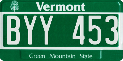 VT license plate BYY453