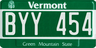 VT license plate BYY454
