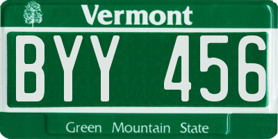 VT license plate BYY456
