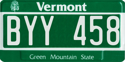 VT license plate BYY458