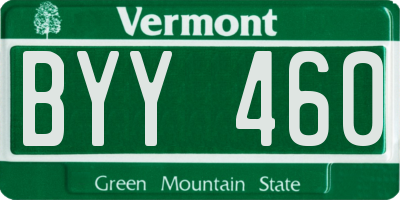 VT license plate BYY460