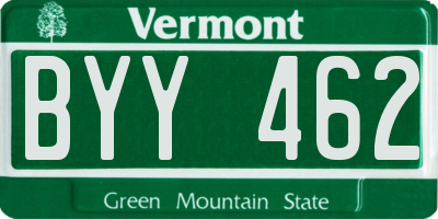 VT license plate BYY462