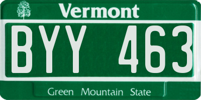 VT license plate BYY463