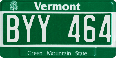 VT license plate BYY464