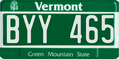 VT license plate BYY465