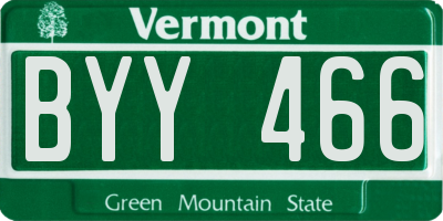 VT license plate BYY466