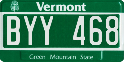 VT license plate BYY468