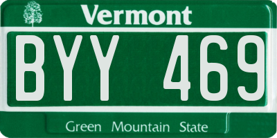 VT license plate BYY469