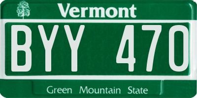 VT license plate BYY470