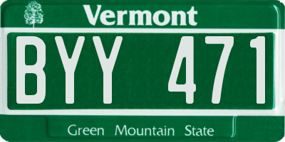 VT license plate BYY471