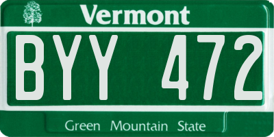 VT license plate BYY472