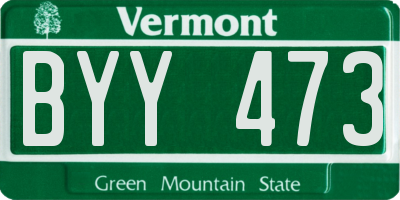 VT license plate BYY473