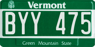 VT license plate BYY475