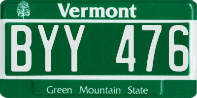 VT license plate BYY476