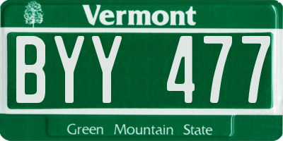 VT license plate BYY477