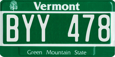 VT license plate BYY478