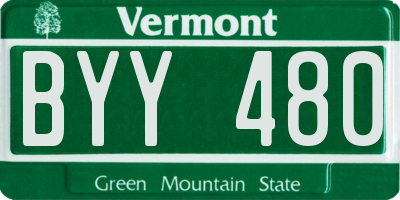 VT license plate BYY480