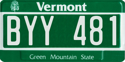 VT license plate BYY481