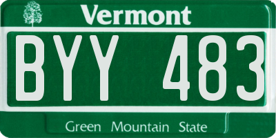 VT license plate BYY483