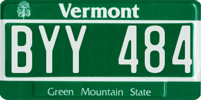 VT license plate BYY484