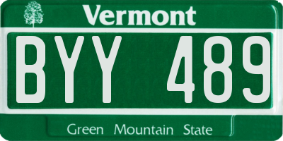 VT license plate BYY489